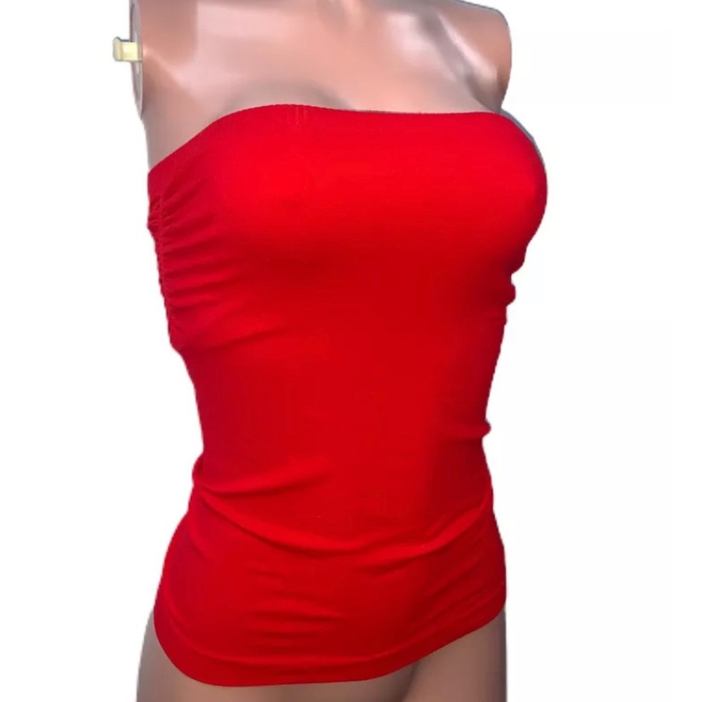 Stretchy Fitted Summer Cherry Red Basic Seamless … - image 2